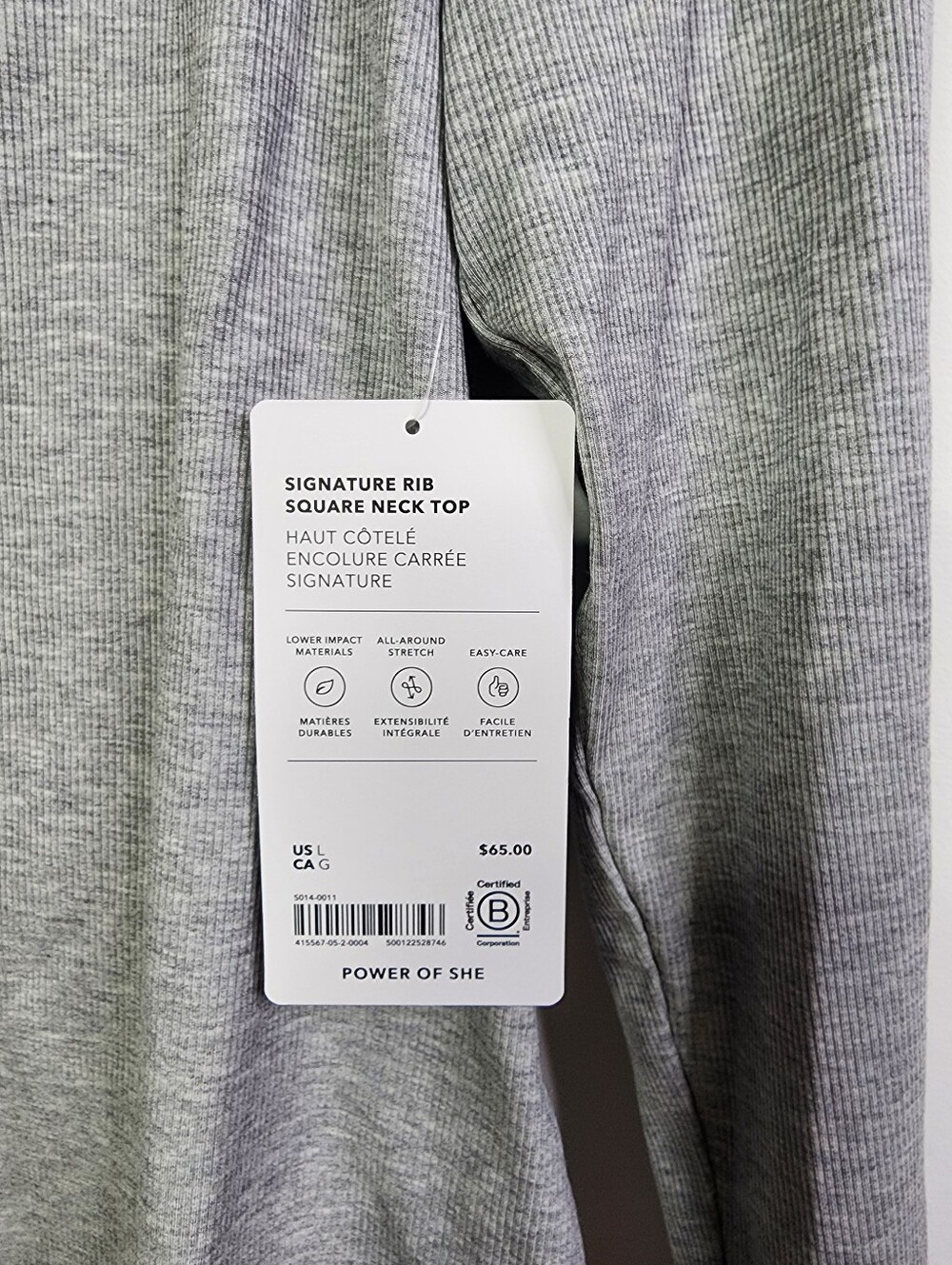 Signature Rib Square Neck Top, Large STRETCHY!! - Picture 2 of 6